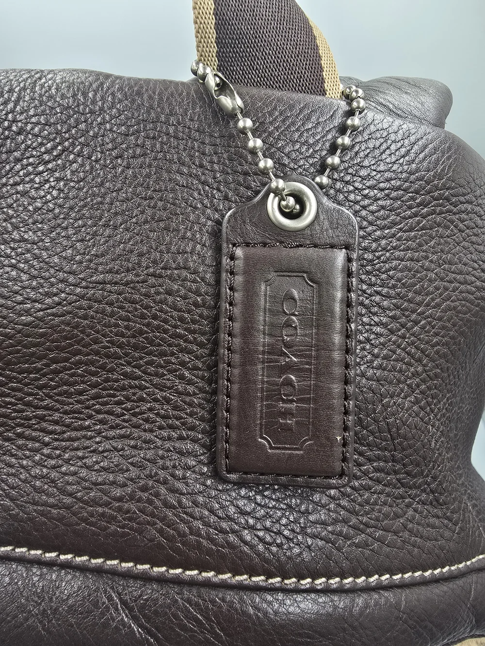 COACH F70747 Heritage Large Brown Leather Backpack Unisex